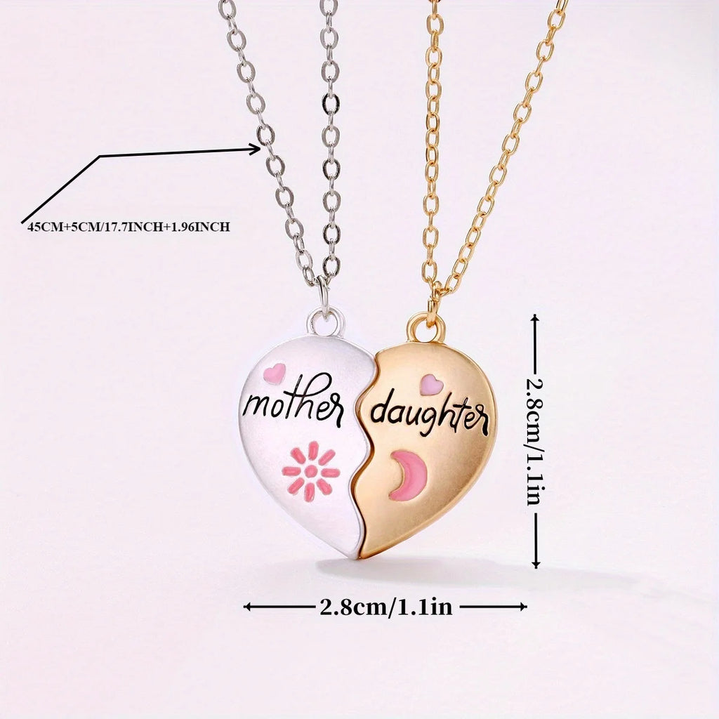 Mom Daughter Pendant Necklace Women's Stainless Steel Choker Necklace Stylish Family Jewelry Mother's Day Gift For Mom