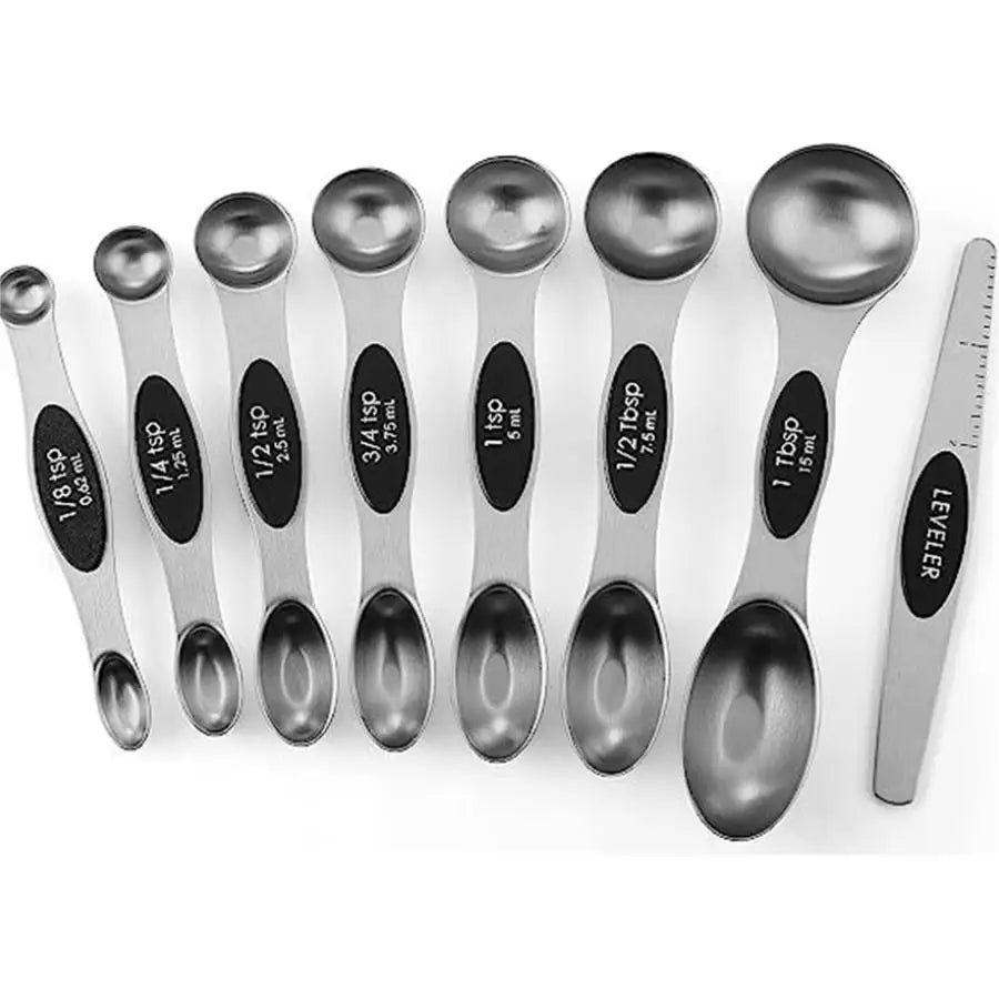 Stainless Steel Magnetic Measuring Spoons Set Heavy Duty Metal Kitchen Gadgets for Baking & Cooking, Fits in Most Kitchen Spice
