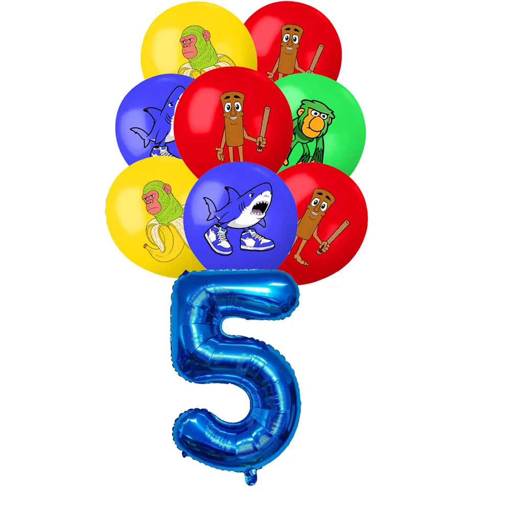 New Italian Brainrot Tablecloth Decorations Tung Tung Sahur Tralalo Theme Table Cover Tableware Set for Kids Birthday Party Gift