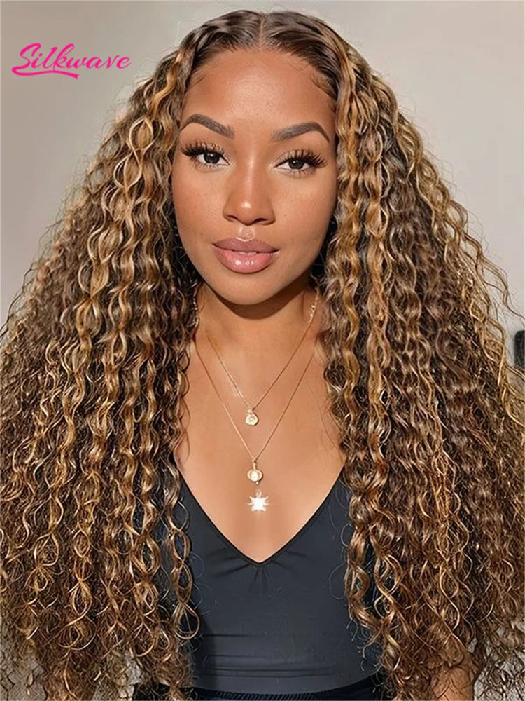 Silkwave 13x4 Highlight Wig Human Hair 13x6 Hd Lace Frontal Wig 30 Inch Curly Wigs Deep Wave Lace Front Wigs For Women Pre Pluck