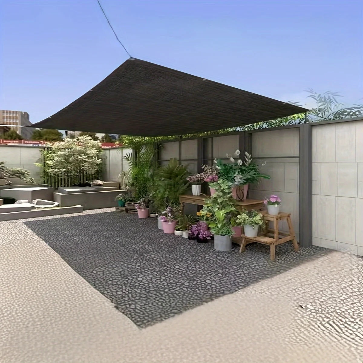 Professional - Grade Sunshade Net Cloth Set - 85% Efficient Sun - Shading Rate, with Matching Hanging Ropes! The Black Encrypted