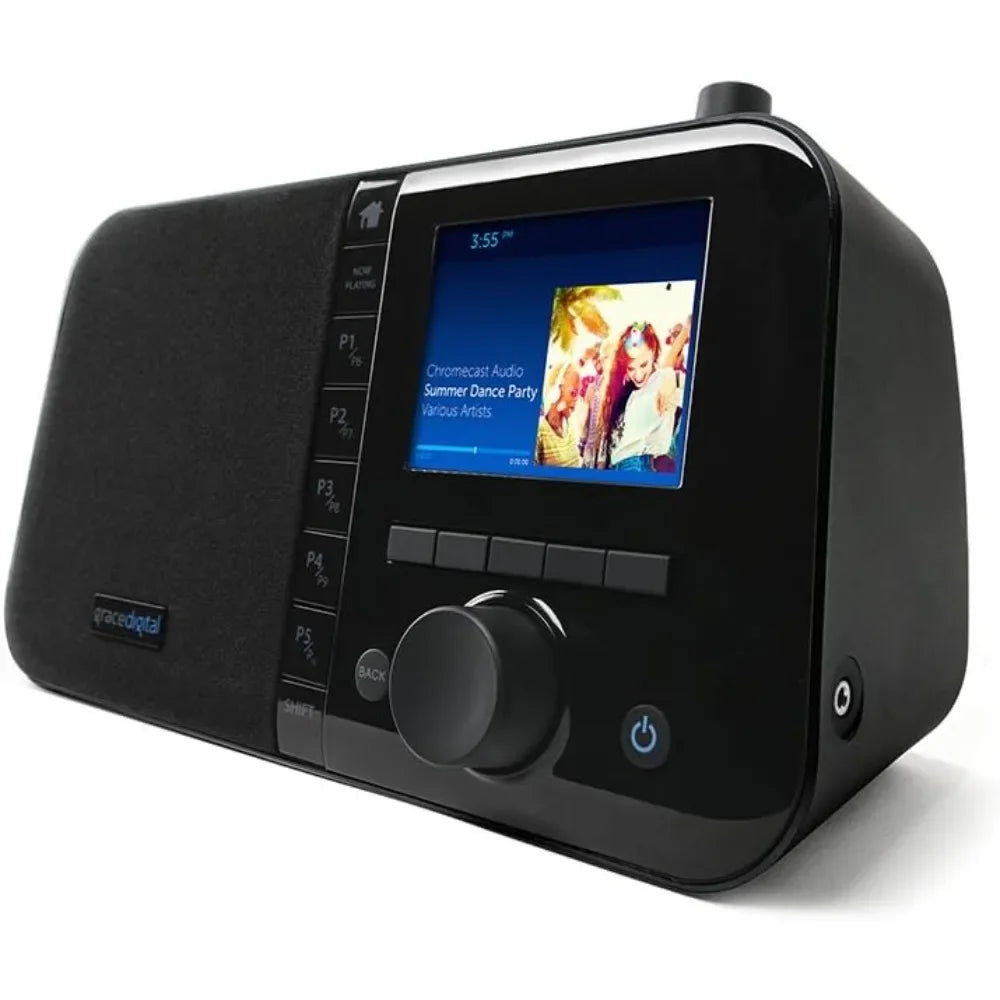 HOME.Mondo Elite Smart Internet Radio, Bluetooth, Wi-Fi, 7-Day Alarm – Microphone-Free (Black)