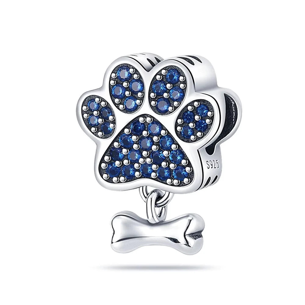 New 925 Sterling Silver Pet Series Dog Paw Print Dog House Charm Of Chain Beaded Fit Original Pendant Bracelet Ladies Jewelry