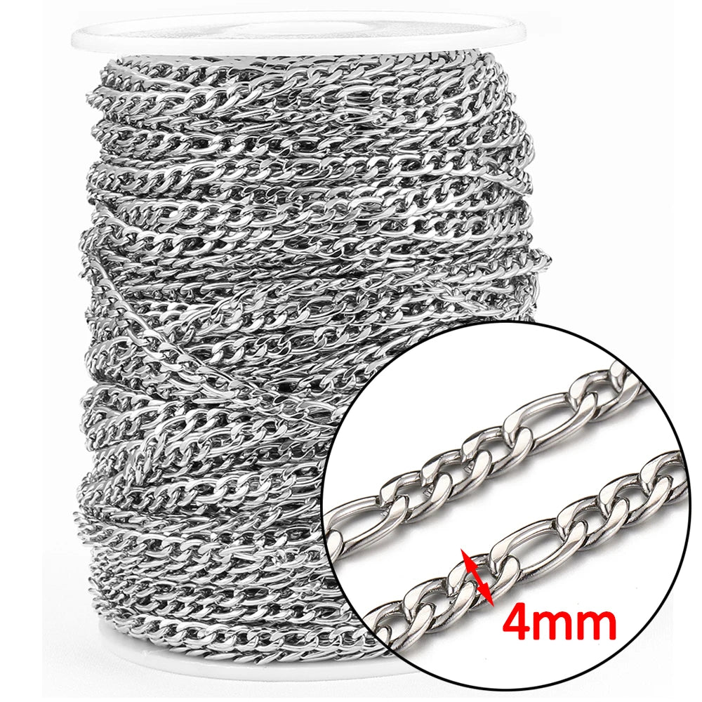 1meter Gold Stainless Steel Chain Multi Styles Star Thick Cable Curb Chains for Necklace Bracelet Jewelry Making DIY No Fade