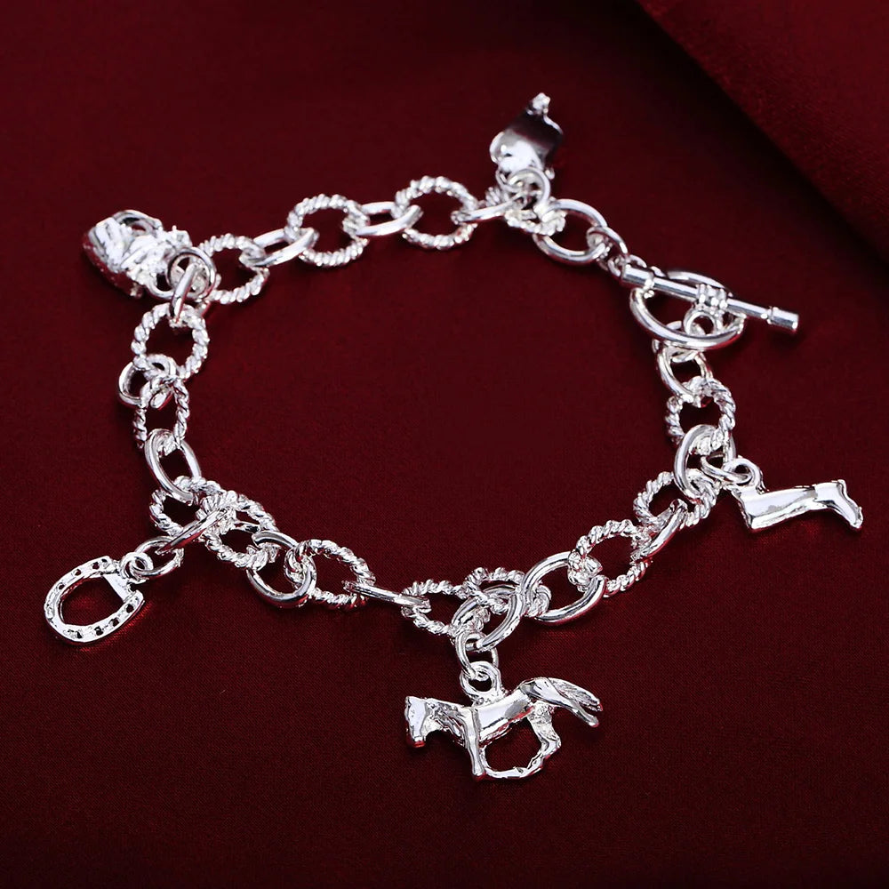 Fashion charm 925 Sterling Silver Bracelet for man woman Twisted rope chain fine jewelry Wedding party Christmas gift