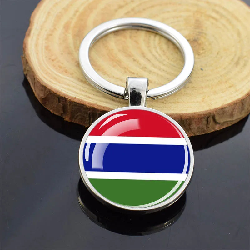 Africa Countries Flag Keychains Double Sided Glass Dome Pendant Key Chains Algeria Somalia Tunisia Morocco Egypt Flag Keyring