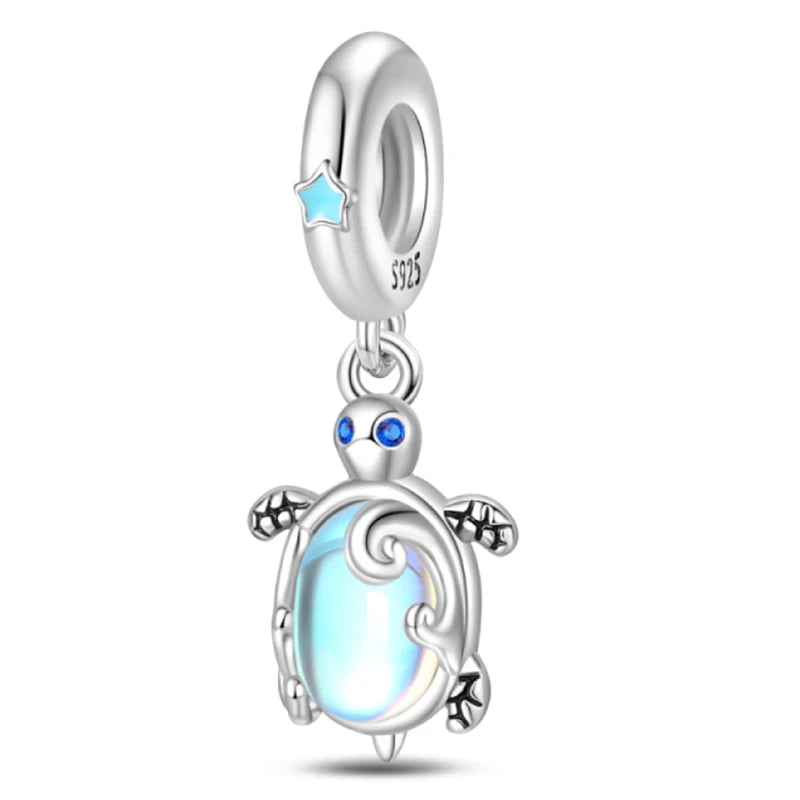 Fashion 925 Sterling Silver Summer Ocean World Series Sea Turtle Starfish Crab Octopus Charms Beads Fit 925 Bracelet DIY Jewelry