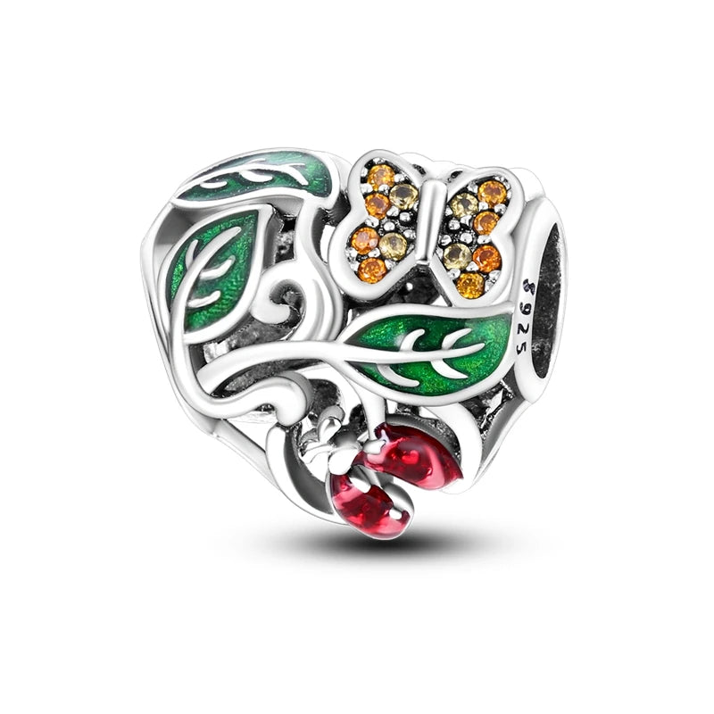 New 925 Sterling Silver Cactus Four Leaf Clover Charm Spring Green Series Bead Pendant For Original Beads Bracelet DIY Jewelry