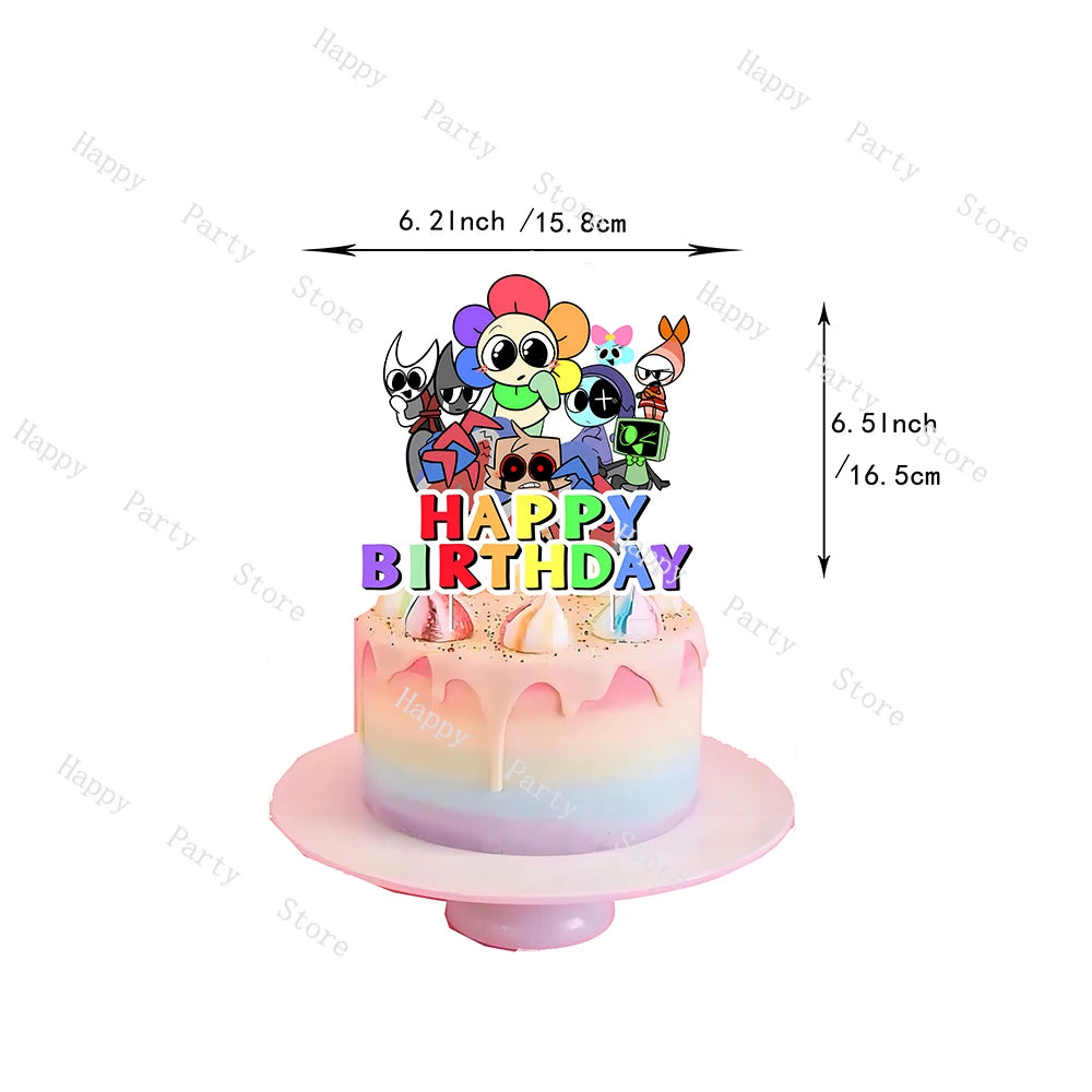Dandy's World Birthday Party Decoration Split Sales Balloon Backdrop Cake Topper Dandy's World Birthday Party Supplies