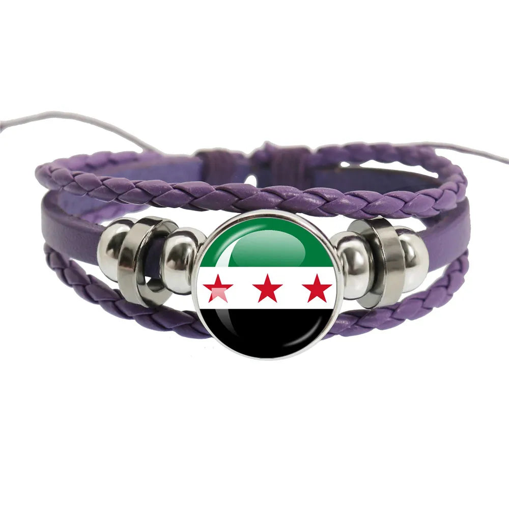 SKY FLAG Syria Flag National Keychain Glass Cabochon Heart-Shape Pendant Keychain For Women Men Charm Fashion Jewelry Gift