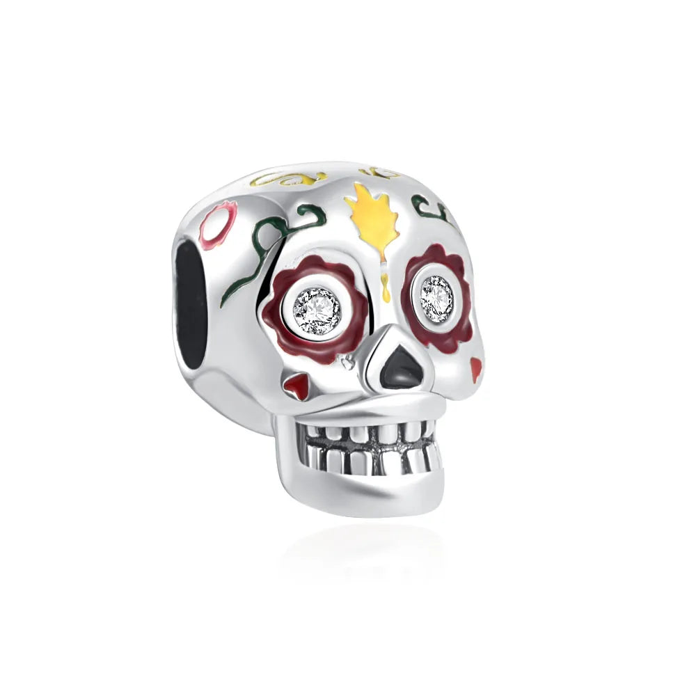 Miniso Scared Skeleton Ghost Series 925 Sterling Silver Charm Halloween hat Bead Fit Women Original Bracelet Jewelry For Gift
