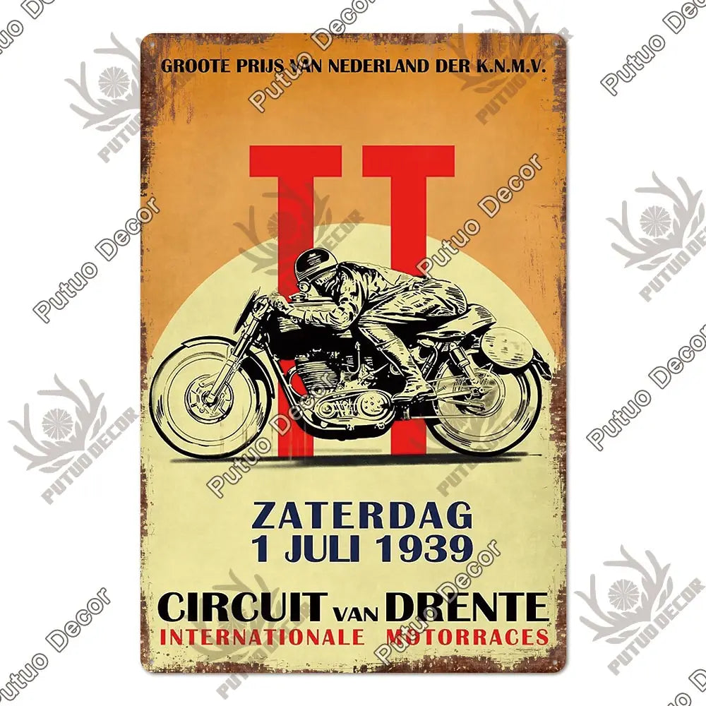 Putuo Decor Vintage Racing Track Tin Sign Isle of Man TT Metal Poster Plaque Garage Plate Bar Club Man Cave Home Wall Decoration