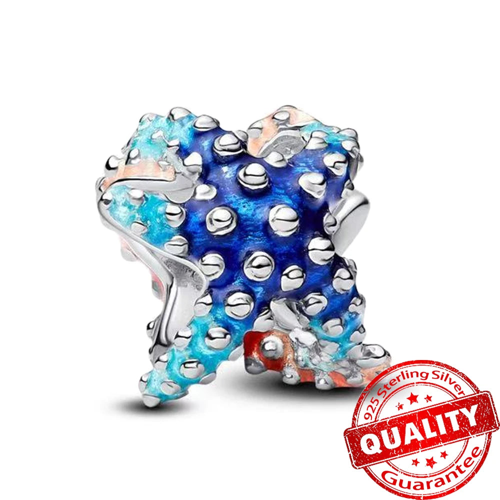 Underwater World 925 Sterling Silver Ocean Octopus Seashell Seahorse Starfish Pendant Fit DIY Bracelet Necklace Boutique Gift