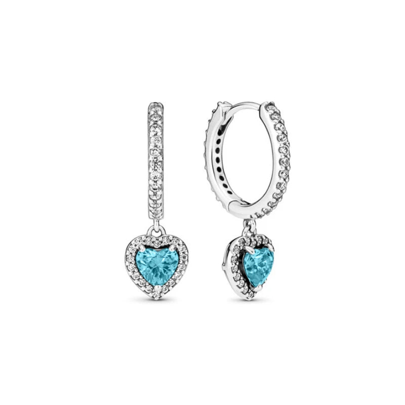 2025Hot Selling 925 Sterling Silver Heart-Shaped Colored Zircon Exquisite Earrings, Suitable For Girls' Charming Jewelry Gifts