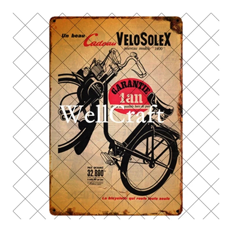 [ WellCraft ] Bicycle Velosolex Tin Signs Retro Bike Wall Plaque Pub Decor WX-11 vintage decor  home decor  room decor