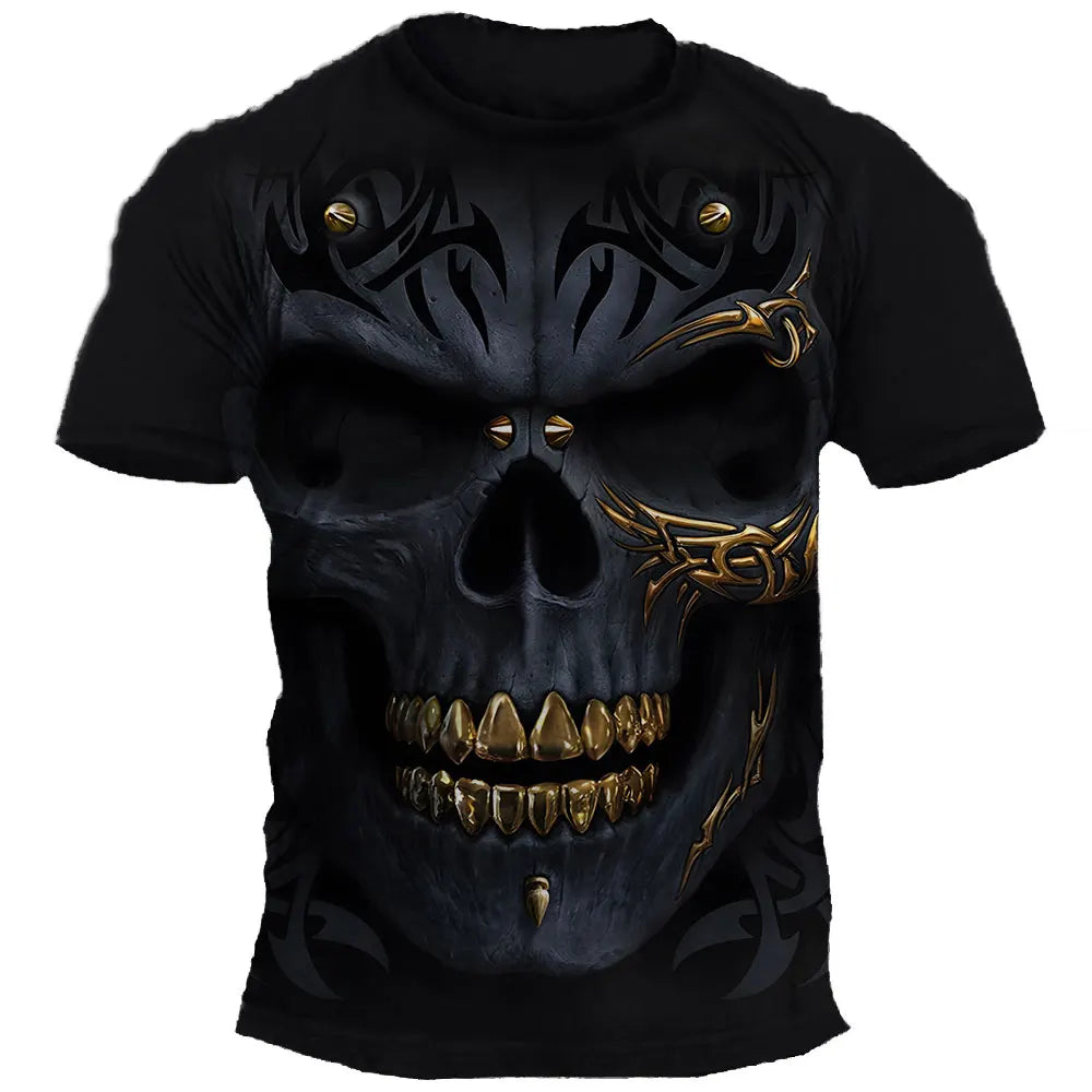 Men's T-Shirts Halloween Horror Skull T-Shirt Men Casual Short Sleeve Oversized T Shirt Hip Hop Streetwear Men Clothing Tee Tops