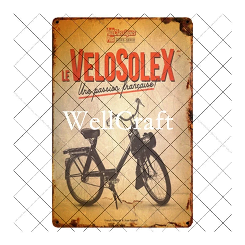 [ WellCraft ] Bicycle Velosolex Tin Signs Retro Bike Wall Plaque Pub Decor WX-11 vintage decor  home decor  room decor