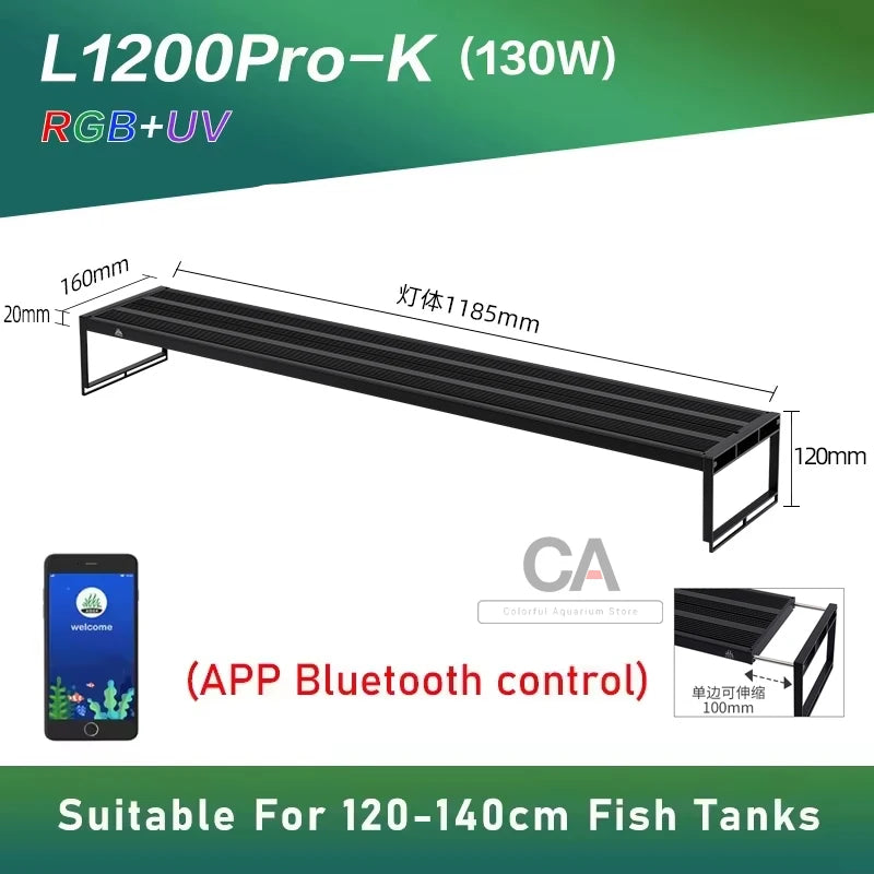 Week Aqua L Series RGB LED Aquarium Lighting with Cycle Timer, Stepless Dimmer Lamp for Freshwater Tank