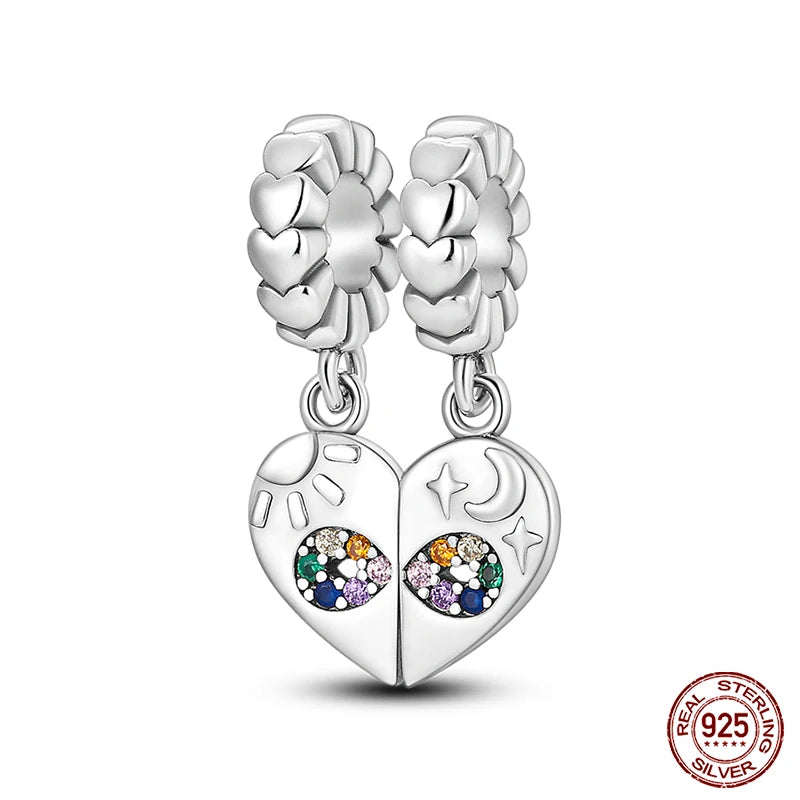 925 Sterling Silver Romantic Heart Series Charms Beads Fit Qikaola 925 Original Bracelet DIY Mother's Day Jewelry Gifts