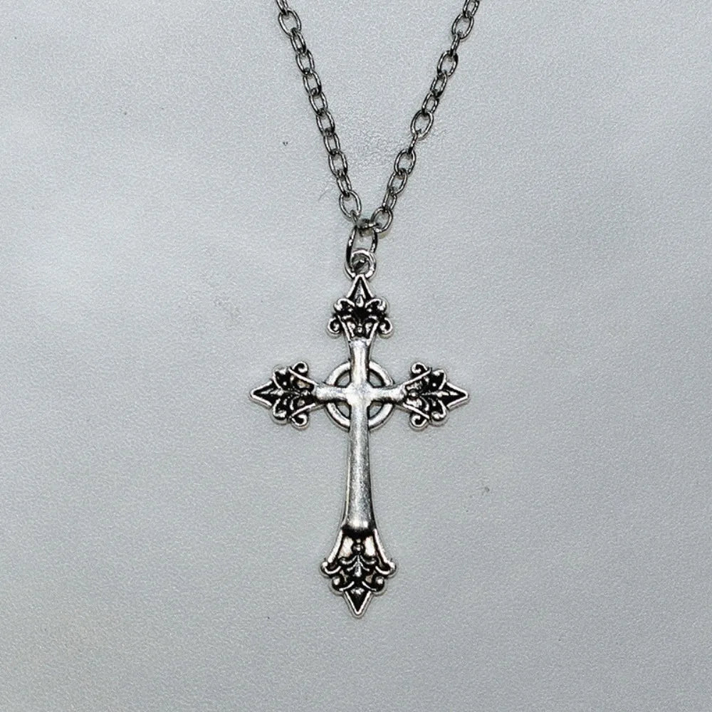 Summer Black Rhinestone Cross Jesus Pendant Choker Necklace for Women Punk Vintage Double Layers Chain 2025 Neck Boho Jewelry