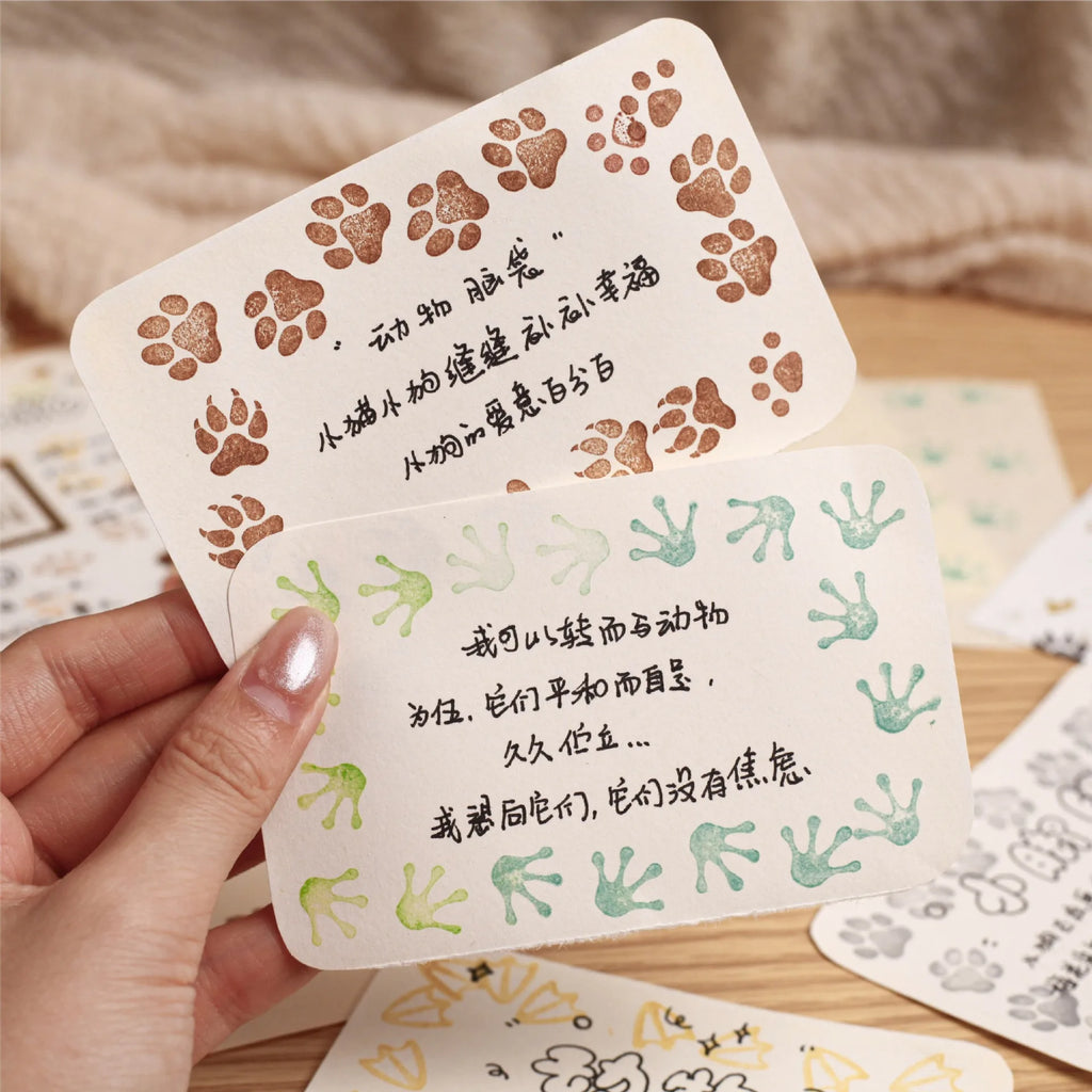 Cute Animal Paw Print Stamp - Bear Dog Wolf Cat Mini Seals for Scrapbooking Journaling Crafts Funny DIY Stationery