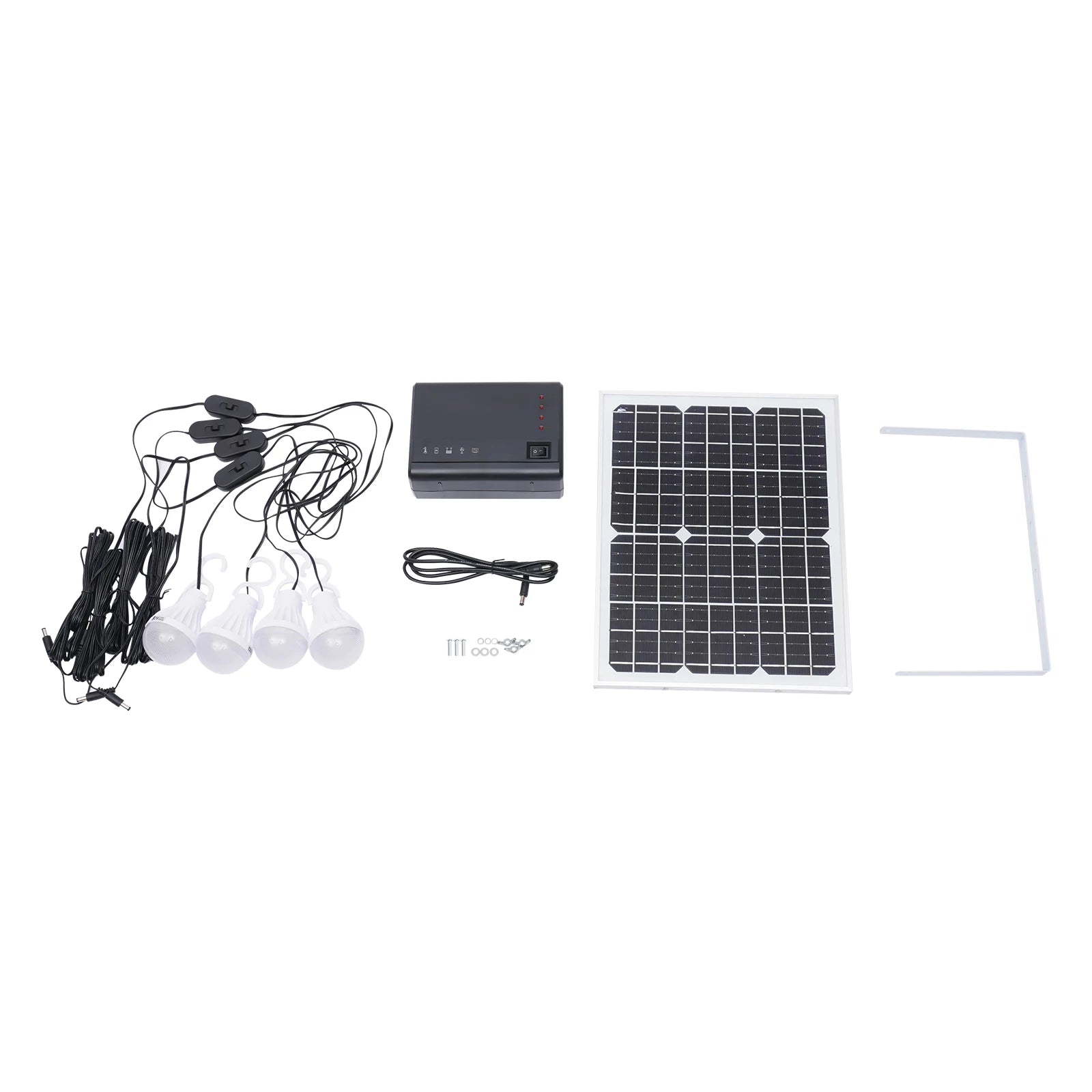 Portable Solar Panel Power Energy Storage Generator Kit Solar Home DC System Kit 4 LED Light Bulb USB Charger Generation