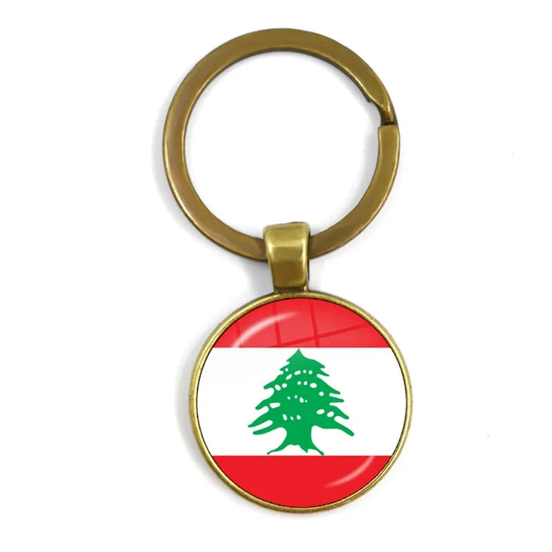 Iraq, Yemen, Nepal, Bangladesh, Maldives, Lebanon Flag Keychain 25mm Glass Keychain As a Gift To Friends  Gift