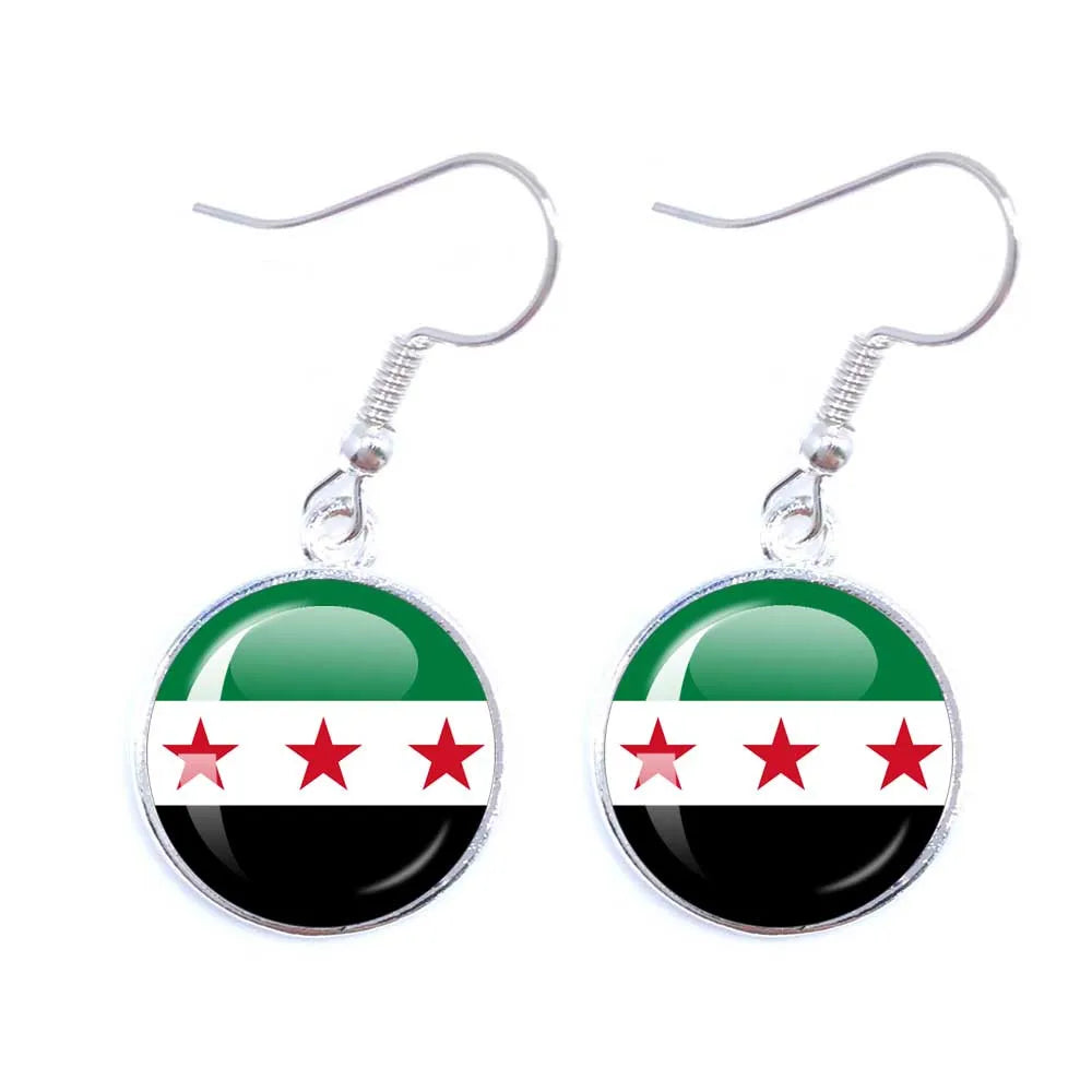 Syria National Flag Glass Cabochon Pendant Keychain Metal Keychain Fashion For Women Men Charm Handmade Car Keyring Jewelry Gift