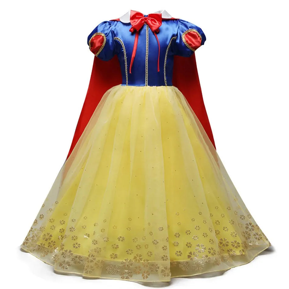 Girl Princess Cinderella Dress Elsa Anna Mermaid Jasmine Belle Snow White Costume Girls Birthday Party Halloween Dress 2-10 Year