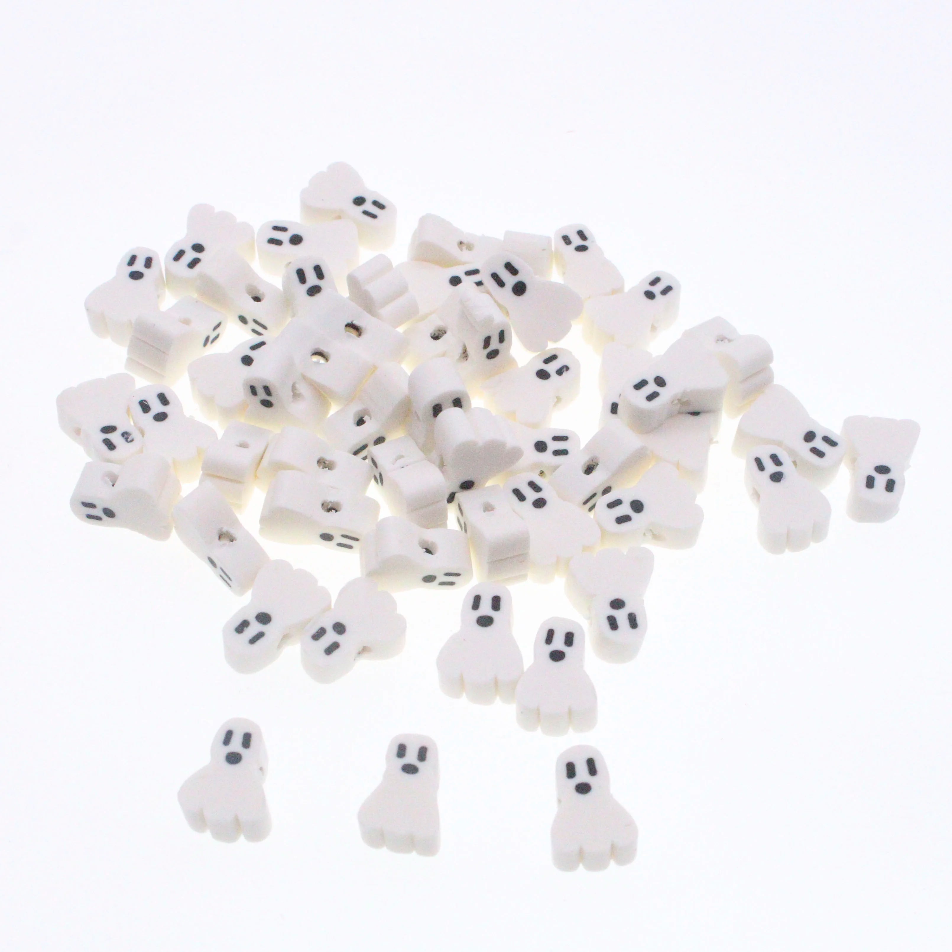 50Pcs Halloween Series Clay Beads Ghost Clay Polymer Spacer Beads For Handmade DIY Jewelry Making Bracelet Necklace Accessories