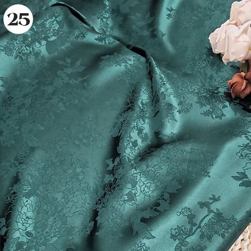 Floral Pattern Jacquard Damask Fabric Faux Silk Satin Brocade Fabric For DIY Sewing Cheongsam Hanfu Wedding Dress Garment Decor