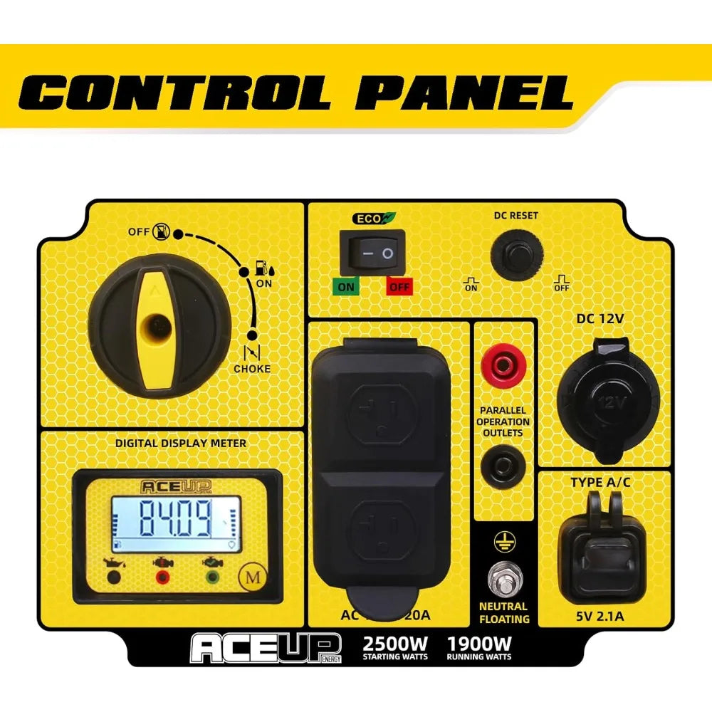 2500 Watt Gas Inverter Generator, Super Quiet Portable Generator for Home use, Camping, EPA Compliant