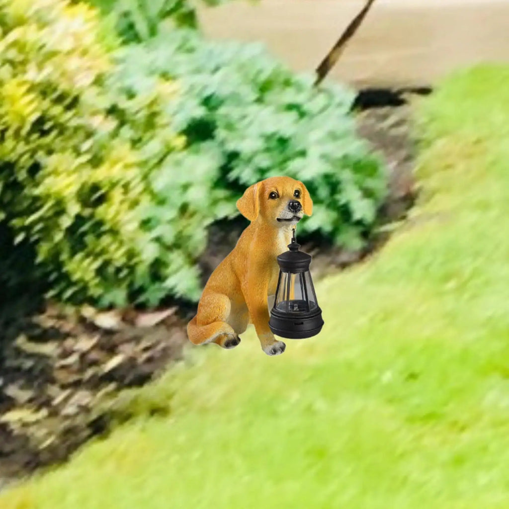 Garden Statue with Solar Lantern Figurine for Outside Lawn Garden