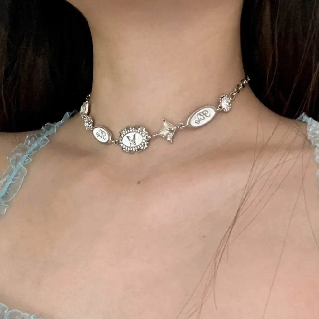 Gothic Punk Fashion Charm Cute Pink Large Cross Pendants Choker Chains Necklace Women Y2K Accessories Jewelry