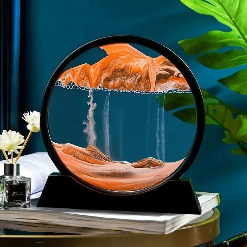 3D hourglass flowing sand art image sand circular glass deep water sand landscape crafts smooth painting family