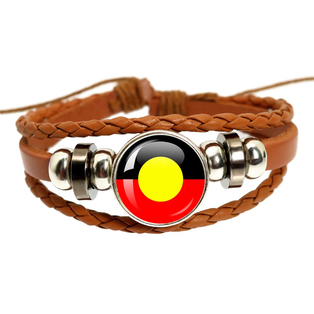 Australian Aboriginal Flag National Emblem Dangle Glass 25mm Key Chain Fashion  Key Chains Glass Cabochon Lady  Key Chains Jewel