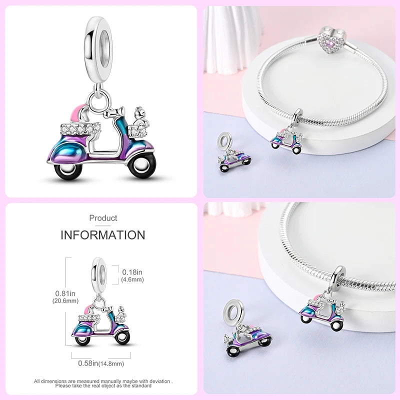 Luminous Bulb Charms Fit Qikaola Original Bracelet 925 Sterling Silver Colorful Balloon House Tram Charms Beads DIY Jewelry Gift