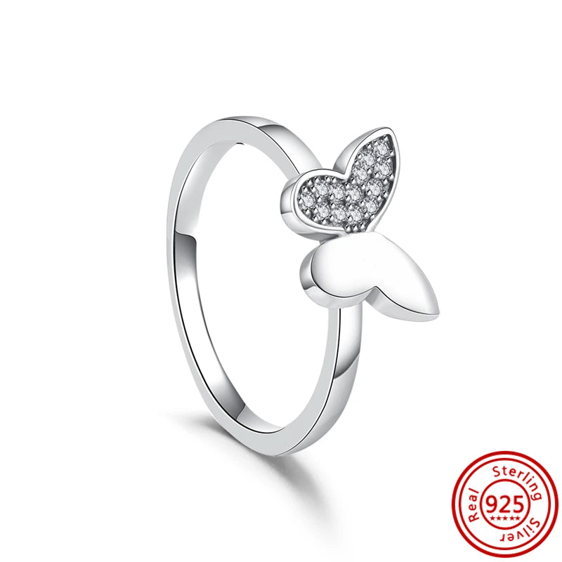 Sale 925 Sterling Silver Women Rings Moon Four Leaf Clover Snowflake CZ Original Sparkling For Women Pantaro Jewelry Anniversary