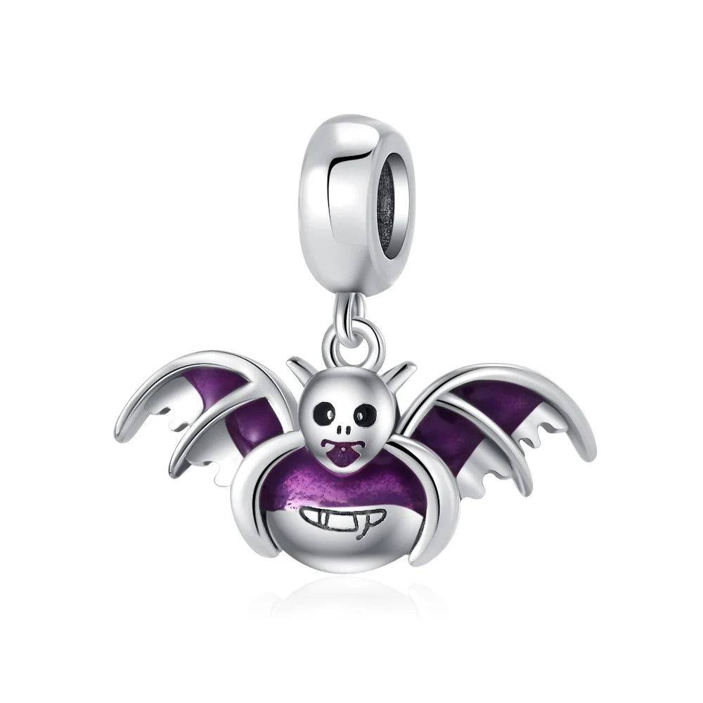 Halloween Dark Demons Pumpkin Bat 925 Sterling Silver Bead Charm Hang Fit Original Bracelet Necklace DIY Fashion Jewelry Making﻿