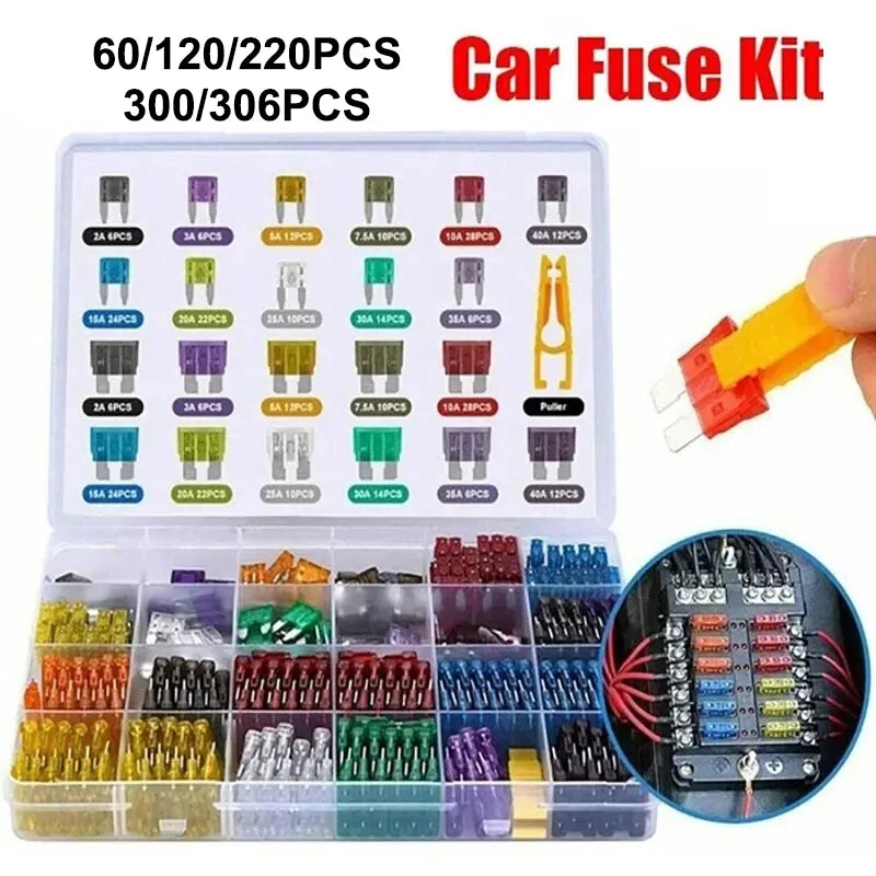 Fuse boxes come in various specifications, with 60 and 120PCS not having medium fuses, while 60PCS are packaged in bags