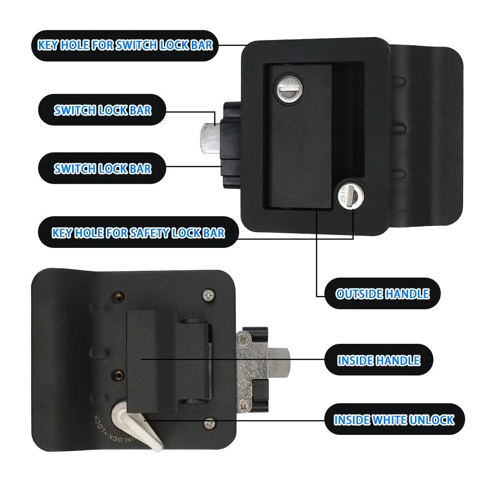 RV Door Lock Replacement with Paddle Deadbolt, Camper Entry Door Latch with Keys for Cargo Hauler Horse Trailer Truck