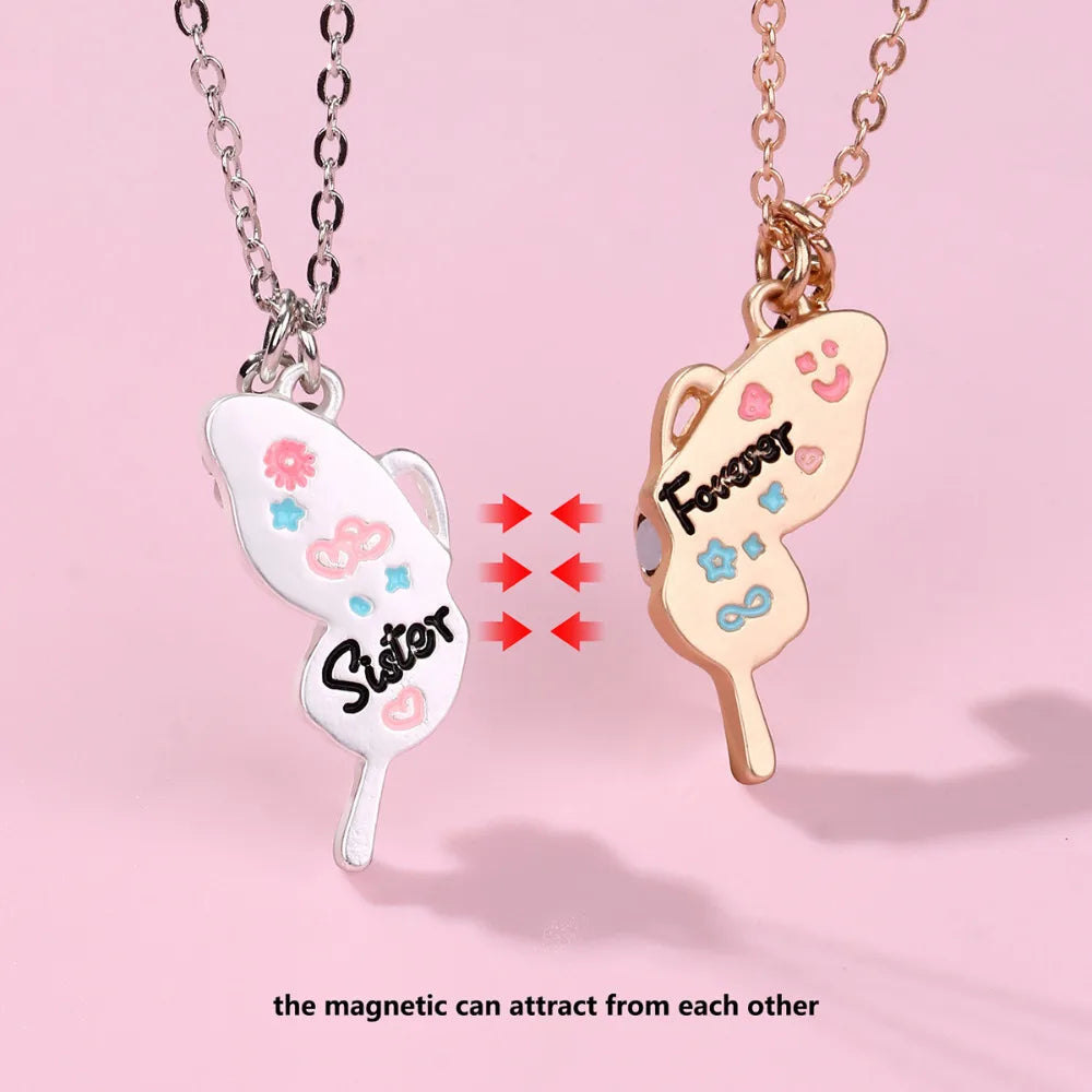 Elviragirl 2Pcs/set Cute Animal Unicorn Pony Koala Butterfly Best Friend Necklace BFF Friendship Jewelry Gifts for Girls