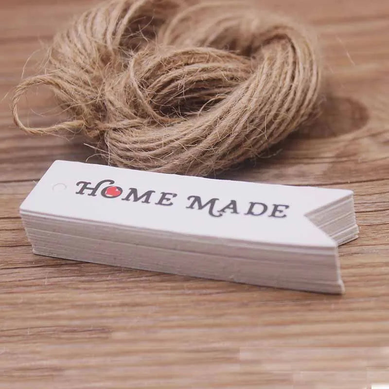 100pcs Kraft Gift Tags with 20m Rope Thank You Paper tags for  Gift New Year Halloween Christmas Label Party Decoration