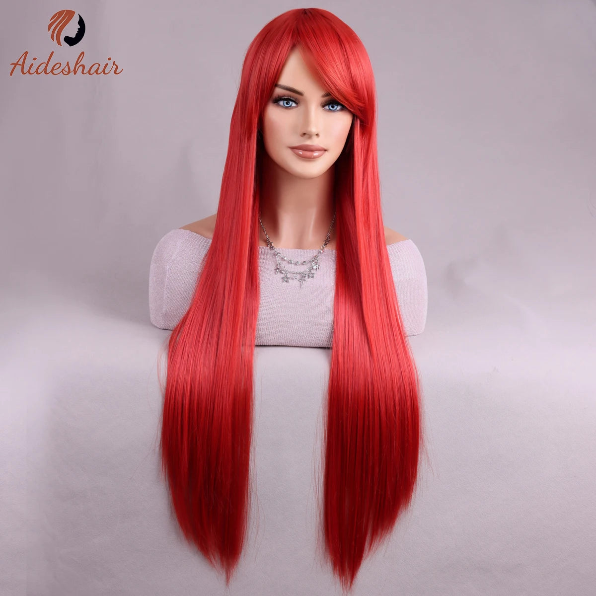 Halloween wine-red European and American long straight wig for women heat-resistant fiber synthetic wig for daily Cosplay