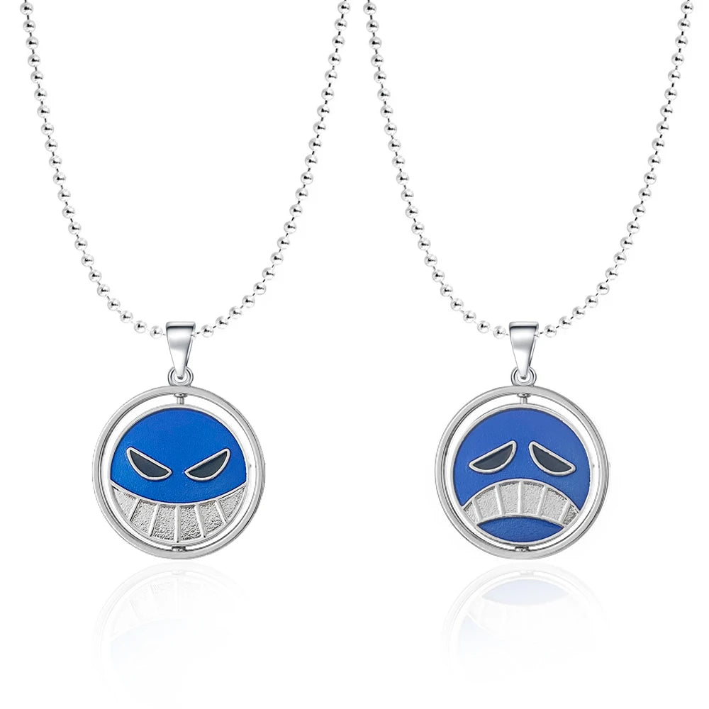 Anime Ace Necklace For Women Men Metal Rotating Pendant Necklaces Jewelry Chains Choker Keychain Cartoon Cosplay Props Periphery