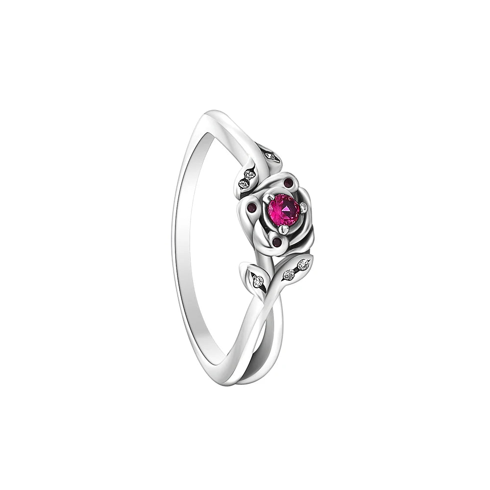 New pink heart-shaped 925 sterling silver love ring CZ zircon inlaid original ring Valentine's Day women's jewelry wedding gift