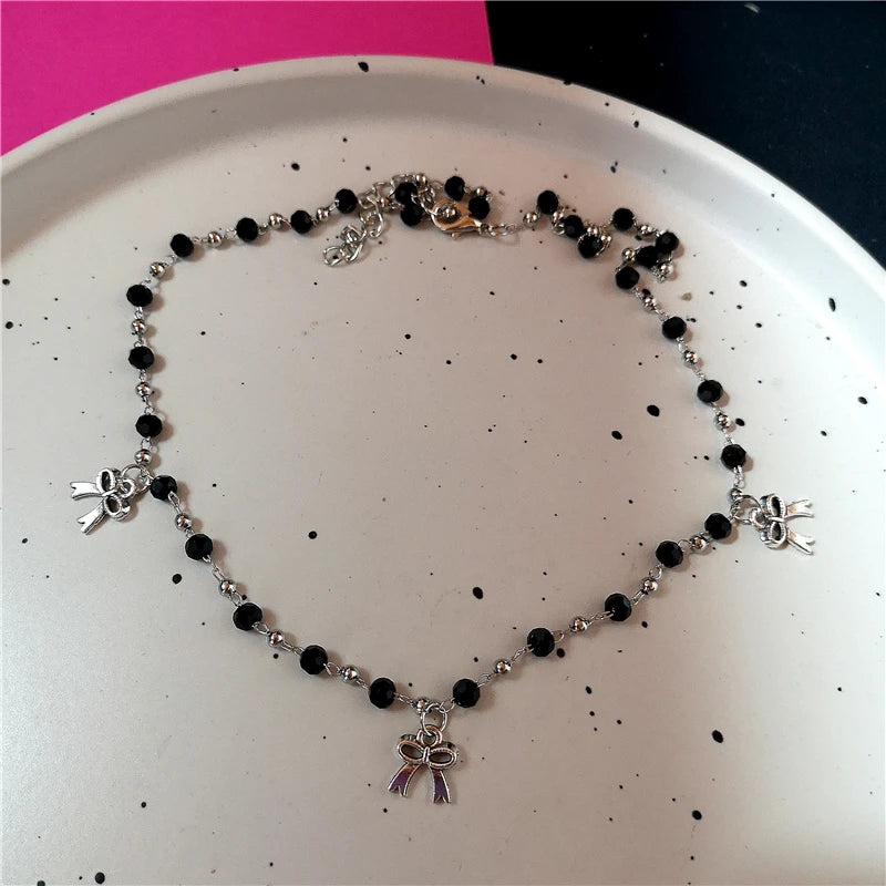 Y2K Goth Butterfly Bowknot Heart Choker Necklace Women Egirl Kpop Aesthetic Vintage Cute Charms Grunge Jewelry Scene Accessories