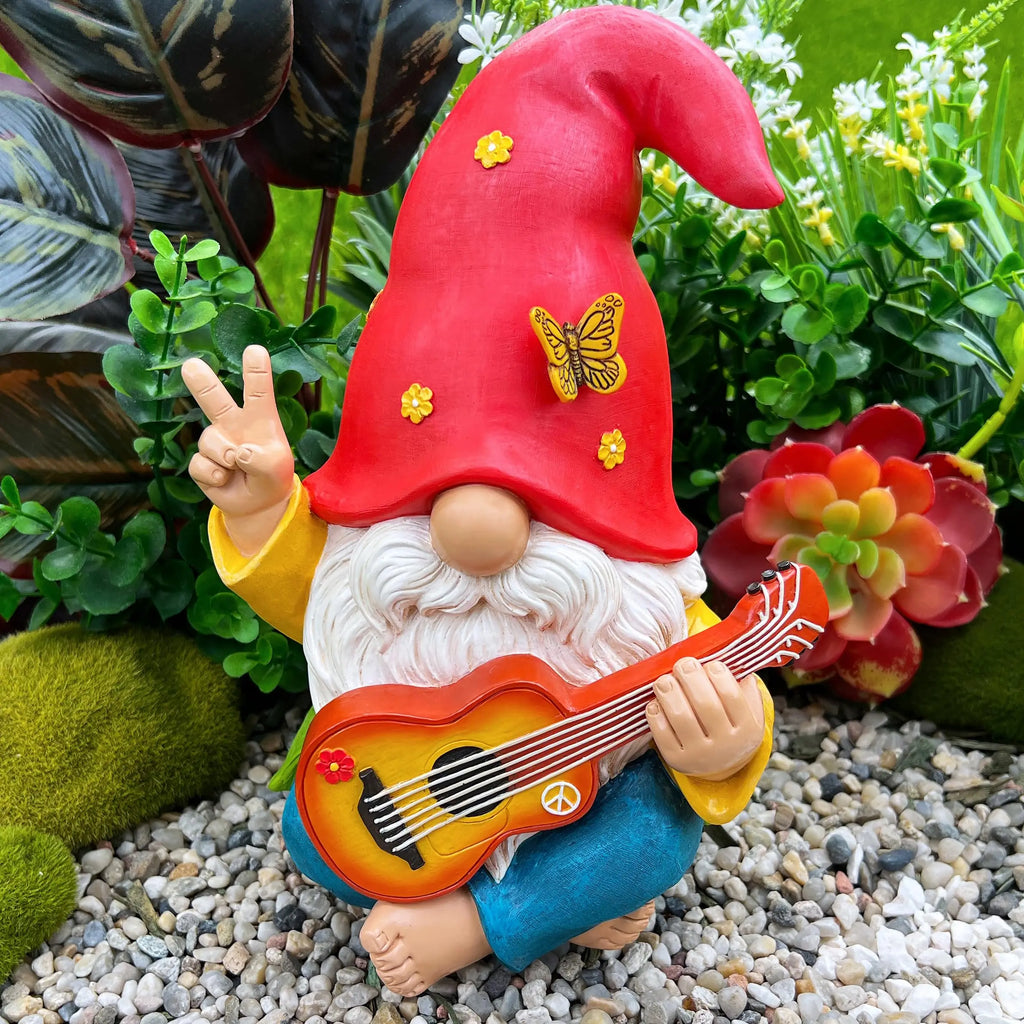 Garden Dwarf - An interesting hippie dwarf statue - A 4.72-inch tall lawn statue - suitable for outdoor or home decoration