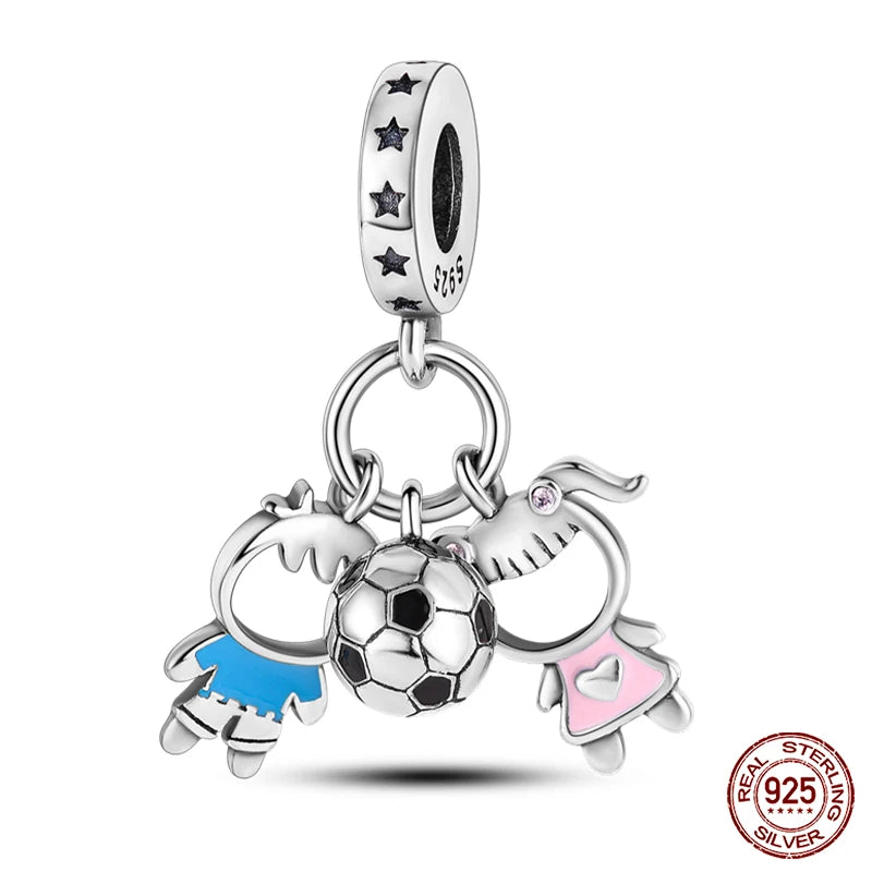new in Real 925 Sterling Silver Boys and Girls Bicycle Charms Beads Fit Qikaola 925 Original Bracelets Fine DIY Jewelry Making