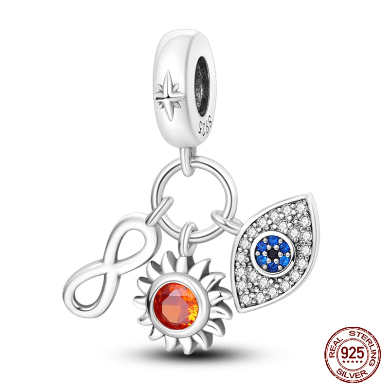 100% Real 925 Sterling Silver Classic Devil's Eye Charms Beads For Women Fit Original Qikaola Bracelets Fine DIY Jewelry Making